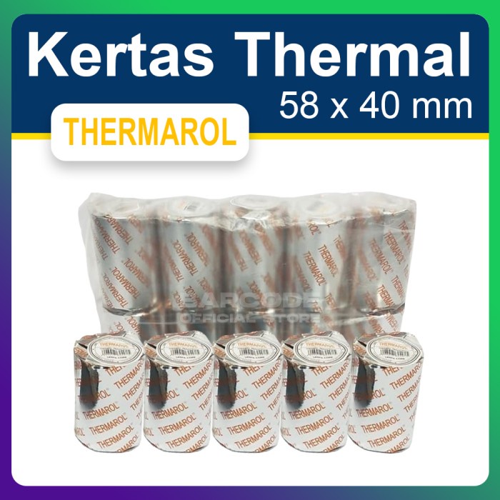 

( 1 PACK / SLOP ) KERTAS THERMAL 58 X 40 mm Roll Kasir Mobile Printer - ECO 57x30 -TMA56