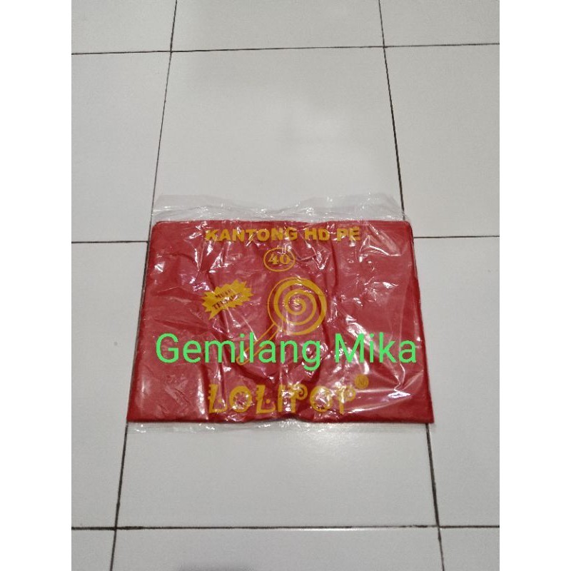 Kantong plastik merah HD PE uk.40 MURAH