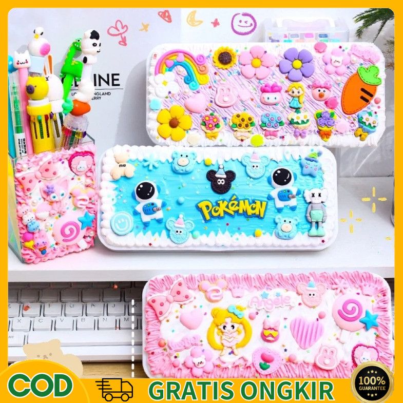 

【COD】Kit Kotak Pensil DIY / DIY Deco Cream Kit / DIY Pencilcase / DIY Kotak Pensil / Cream Glue Set / Tempat Pensil Menghias / DIY Kit Kotak Pensil / Deco Cream Clay Pencil Box
