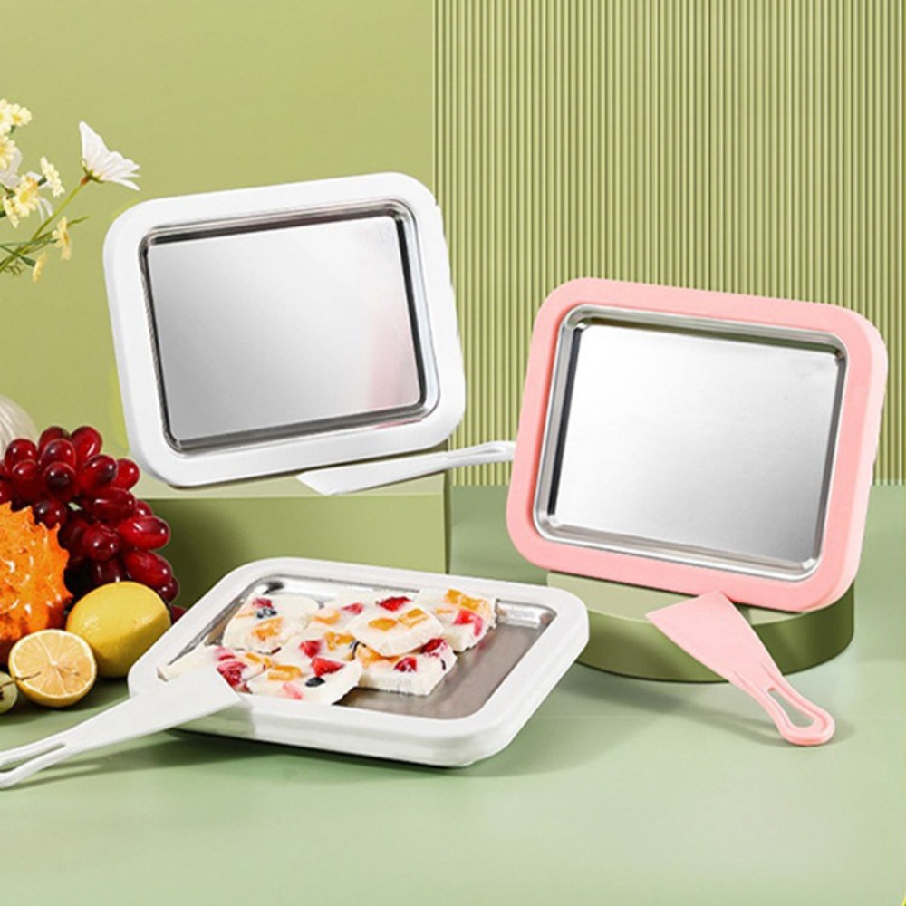 Summer Mini Ice Frying Machine New Stainless Steel Fried Ice Machine Household Stir-fry Yogurt Maker
