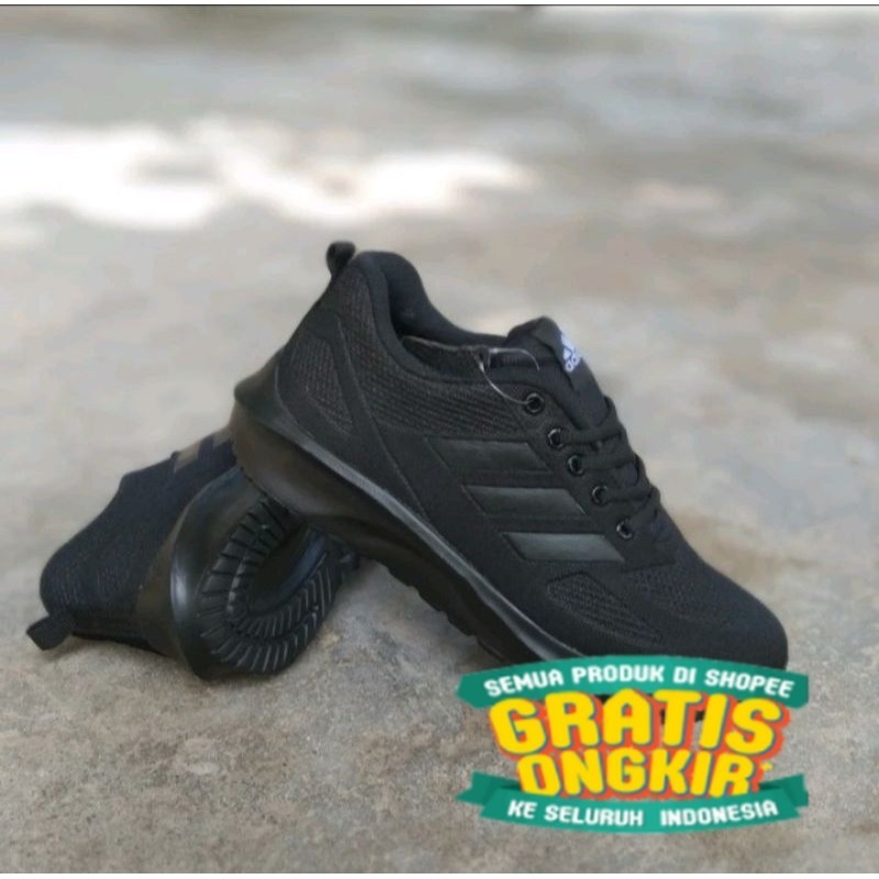 Sepatu Sekolah Hitam Putih-Hitam Polos Pria/ Wanita Sepatu Sneakers Casual/ Anak remaja dewasa sd sm
