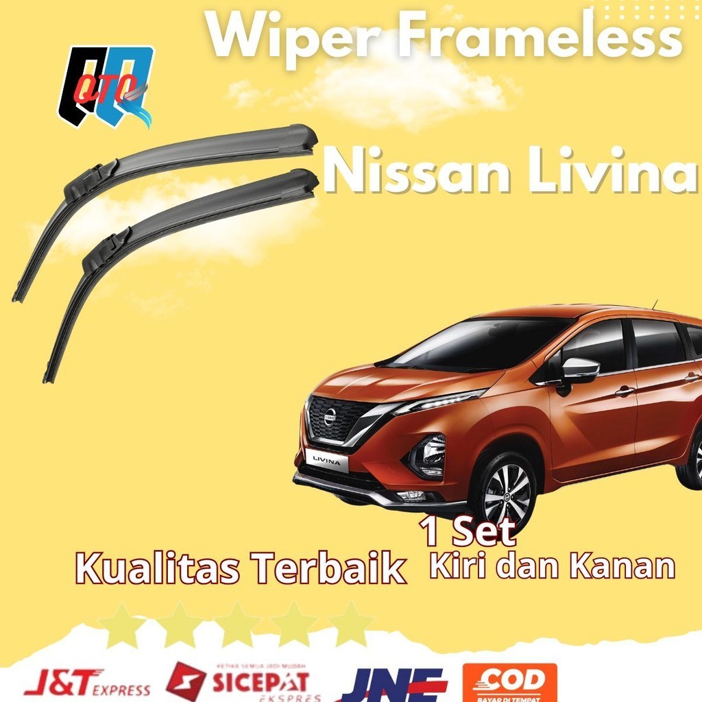 Wiper Blade Frameless Nissan Livina / Karet Wiper Mobil Nissan Grand Livina 1 Set Kiri dan Kanan / W
