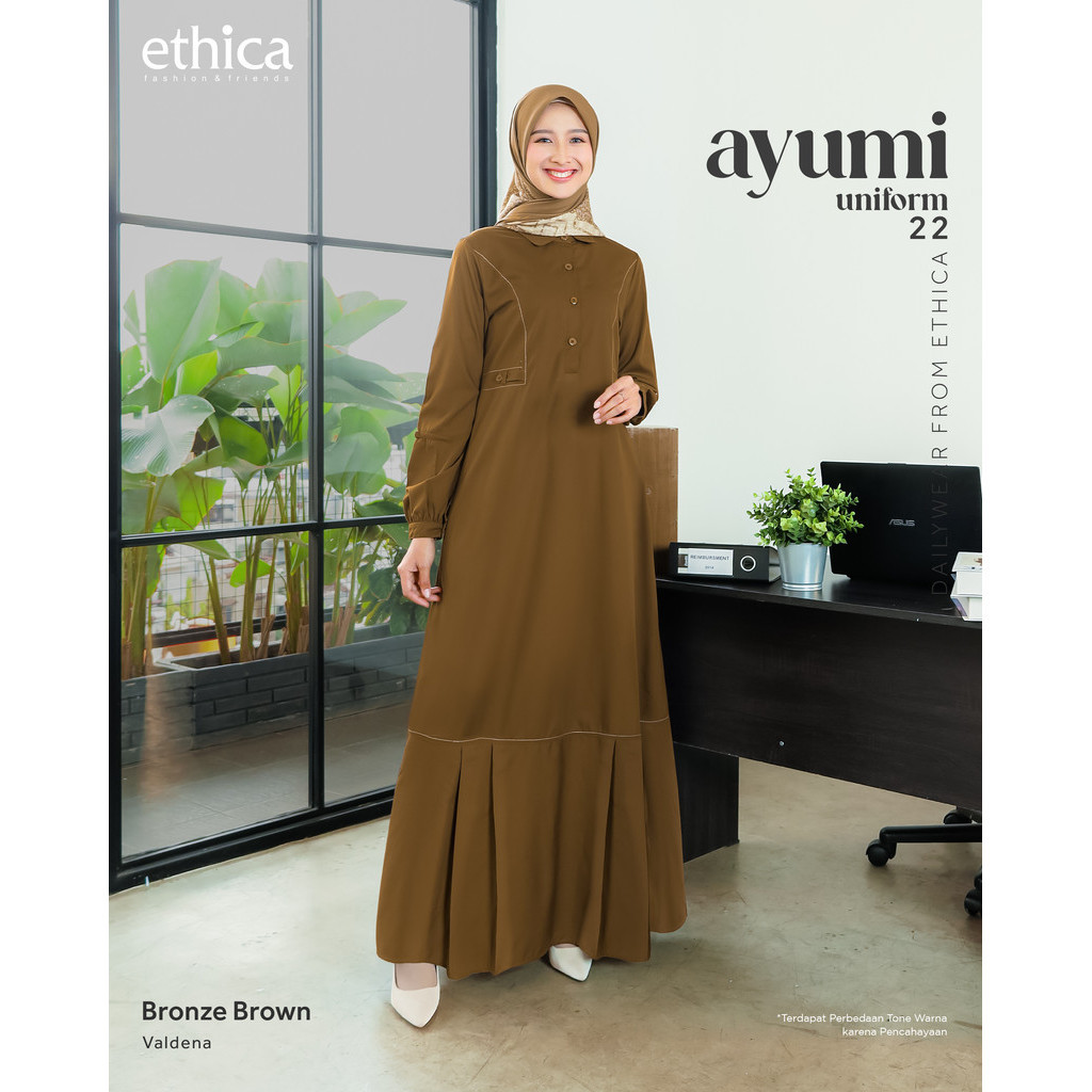 Ethica Ayumi Uniform 22 by Ethica Original || Uniform Muslimah Pemda Wanita Kerah Kemeja Warna Brown