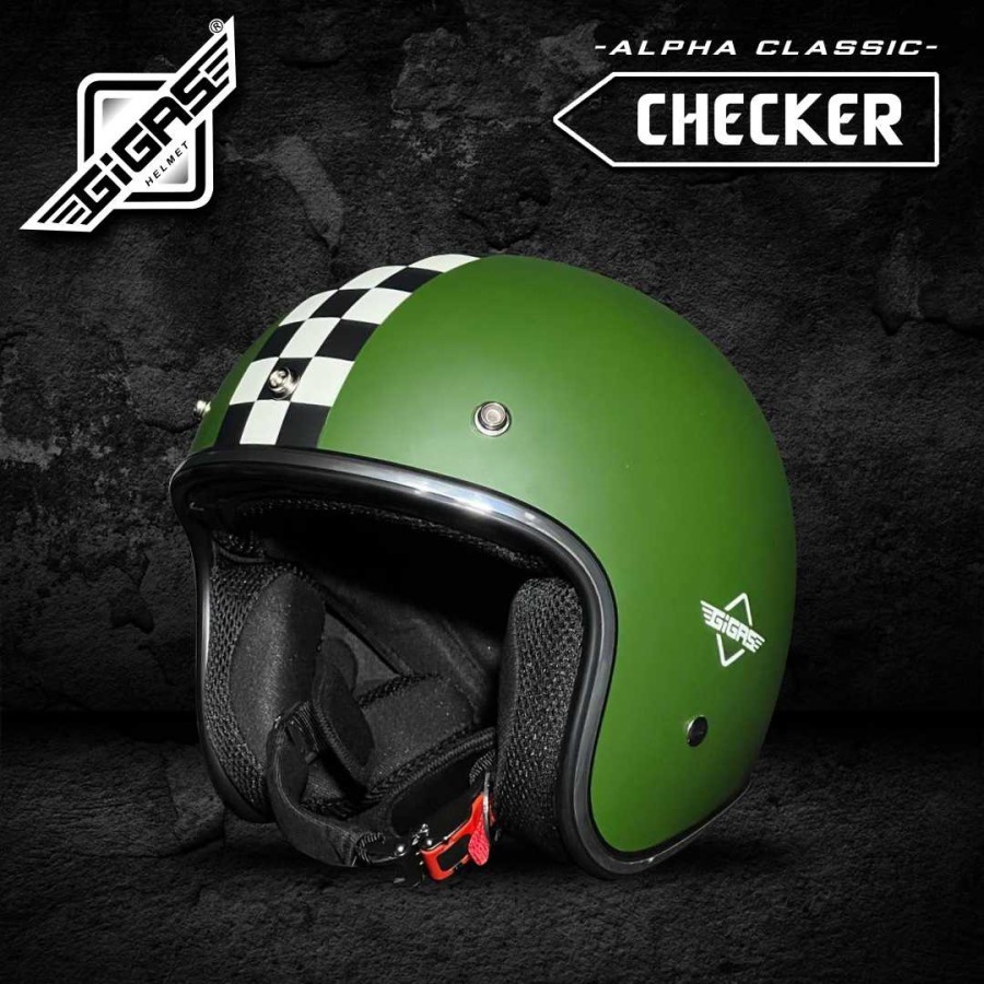 HELM RETRO GIGAS GREEN ARMY CLASSIC CHECKER DOFF