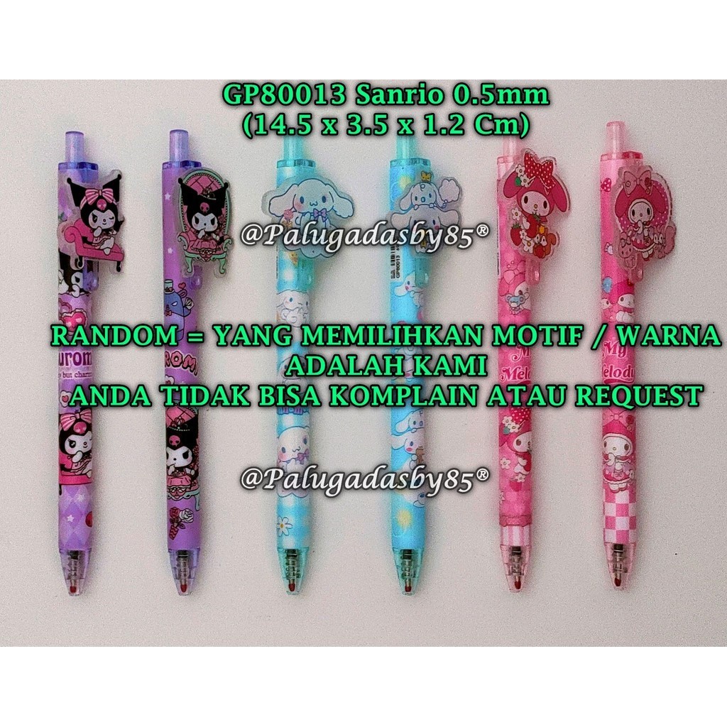 

(1 Biji) GROSIR Bolpen Sanrio GP80013 0.5mm Akrilik TIDAK BISA PILIH WARNA / Bolpen Akrilik GXIMP