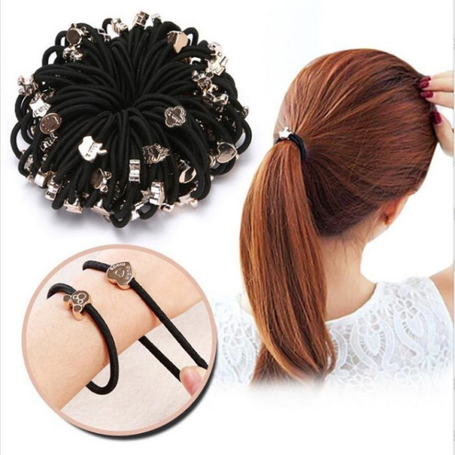 RB IKAT RAMBUT POLOS KARET RAMBUT KOREA HITAM POLOS KARET RAMBUT GELANG ELASTIS HAIR CLIP