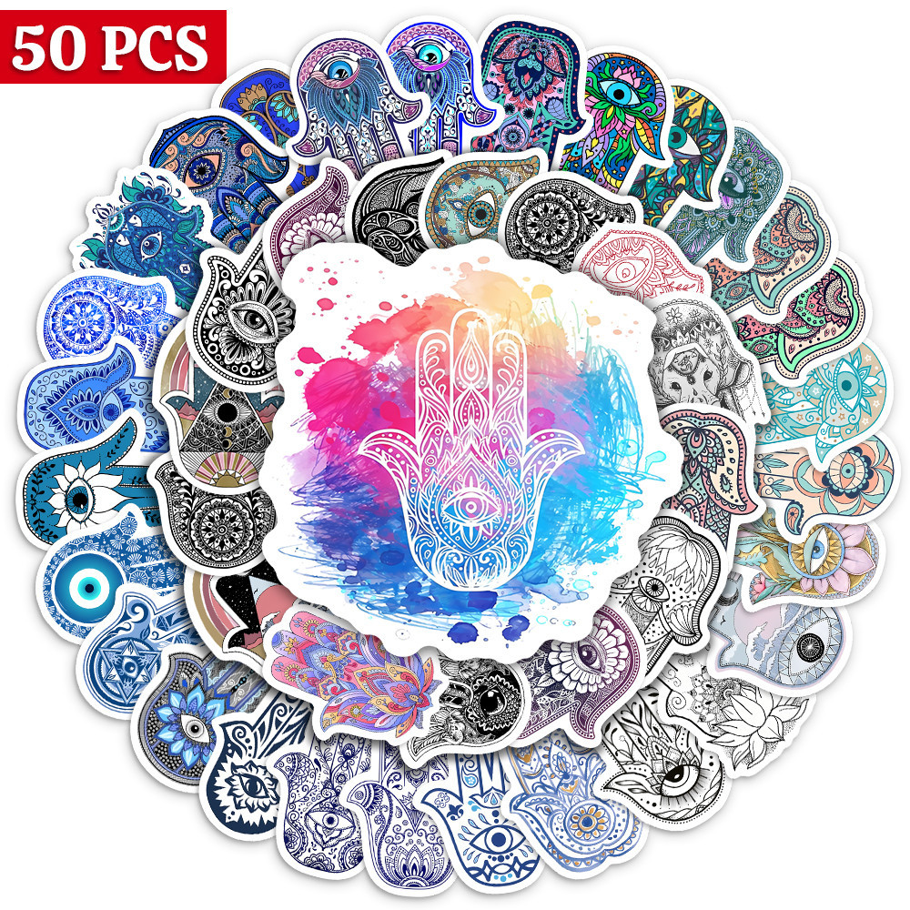 

Hamse Hand Fatima Mandala Flowers Stickers DIY Skateboard Laptop Luggage Fridge Cup Bike Motorcycle Phone Waterproof Child Toys