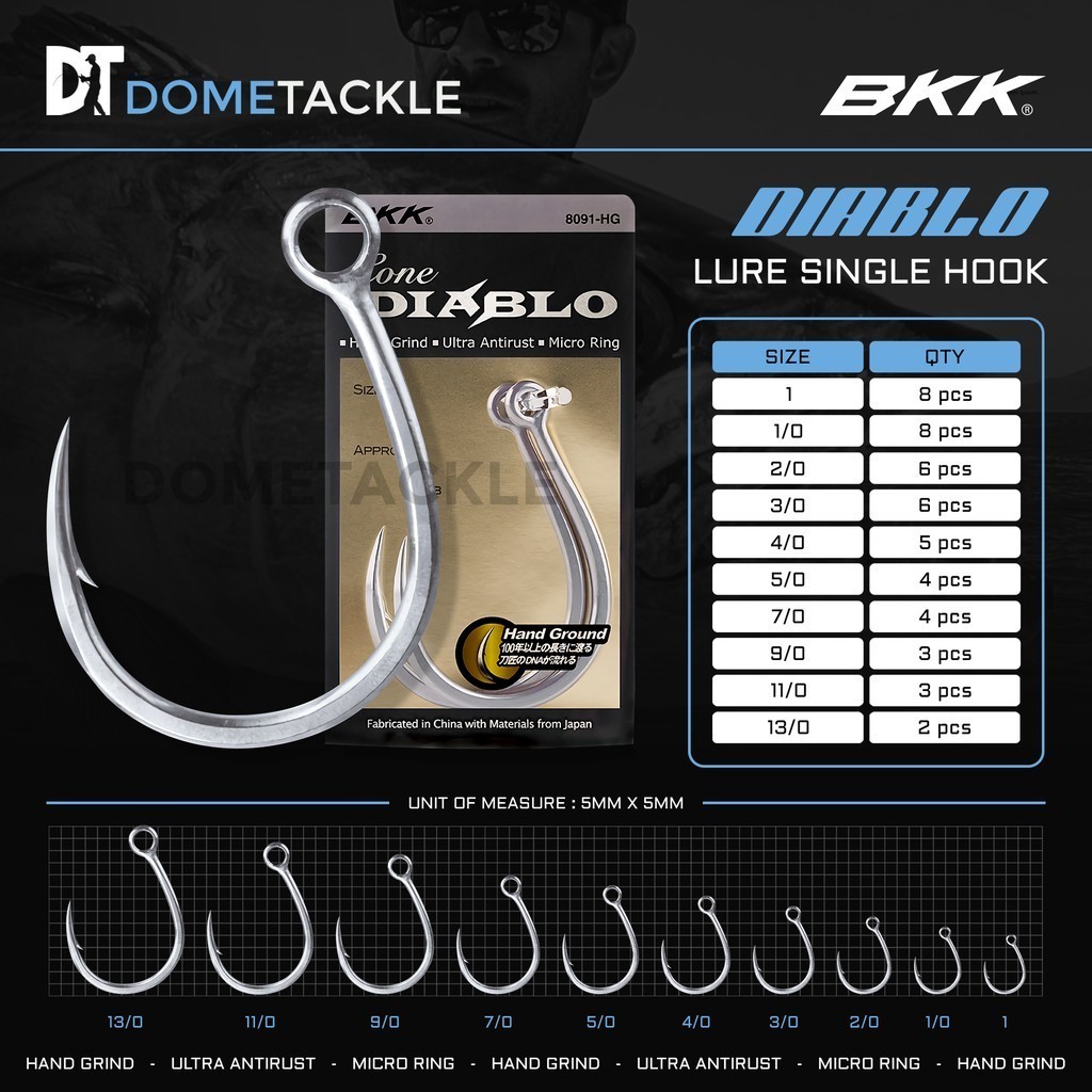Mata Pancing BKK Lone Diablo Single Hook Kail Pancing Jigging Popping 3/0 5/0 7/0 9/0 | Hook Kail Pa