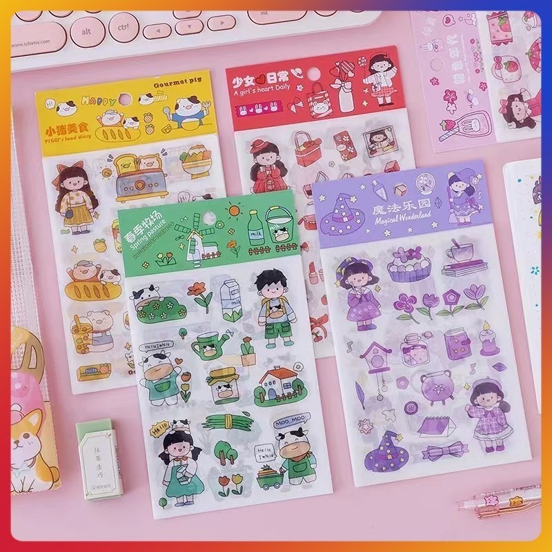 

Stiker Kartun DIY/Stiker Dekoratif Lucu Buku Harian Notepad-4 Lembar