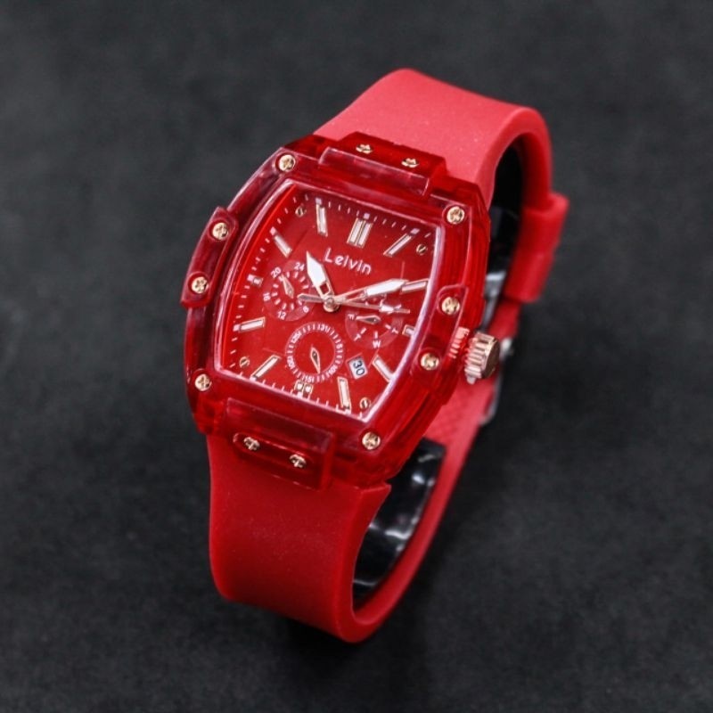 Jam Tangan Cewek LEIVIN tipe LV1891/Jam Tangan Casual Pria dan Wanita/Watch Analog Strap Rubber/SUND