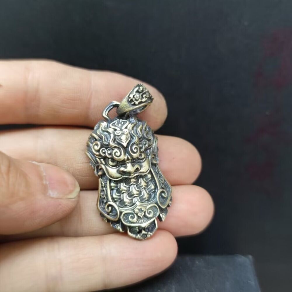Chinese Bronze Copper Statue Hand Carved General's Command Pendant