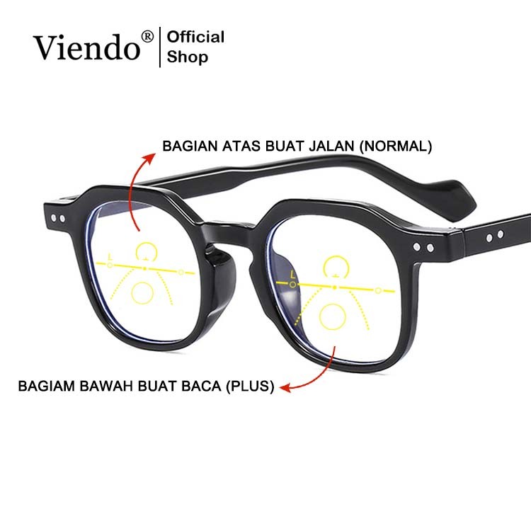 Viendo Frame Kacamata Progresif Baca Jalan Plus Pria Wanita Photocromic Anti Blueray Kaca Mata Optik