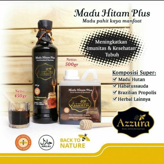 

Madu Azzura - Madu Hitam Pahit Plus Propolis Habatussauda [ Bisa COD ] Bayar di tempat