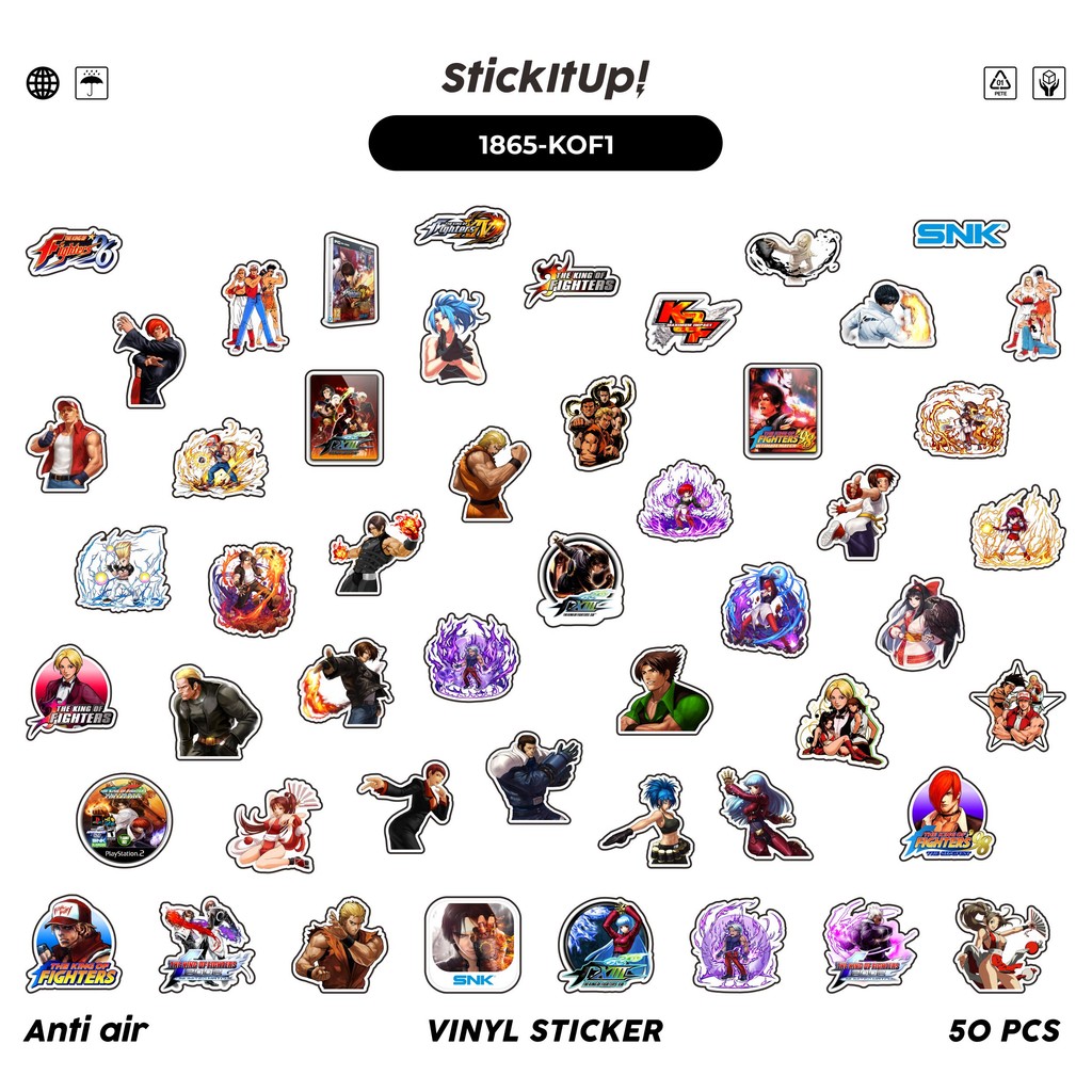 

COD✨ 50 Pcs Stiker Pack K1NG OF FIGHTER CHAR MIX 01 Lucu Aesthetic Vynil Waterproof untuk Freebies Sticker Buku Journal Casing HP Laptop