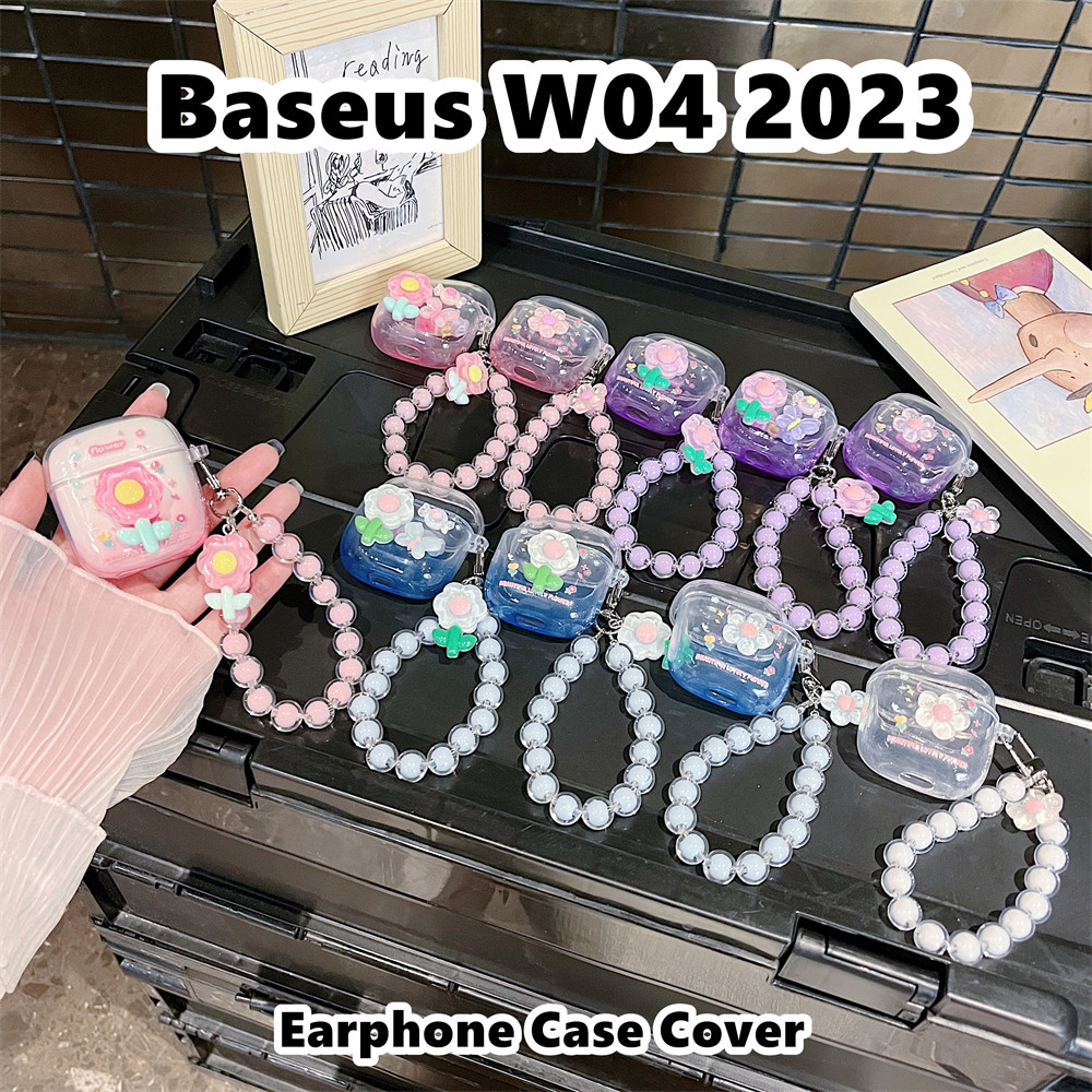 【Coco Case】Untuk Baseus W04 2023 Case Kartun Trendi DIY Soft Silicone Earphone Casing
