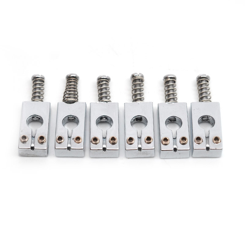 6pcs Flat Tyle 20x10.5MM Round Hole Electric Guitar Tremolo Bridge String Saddles Chrome