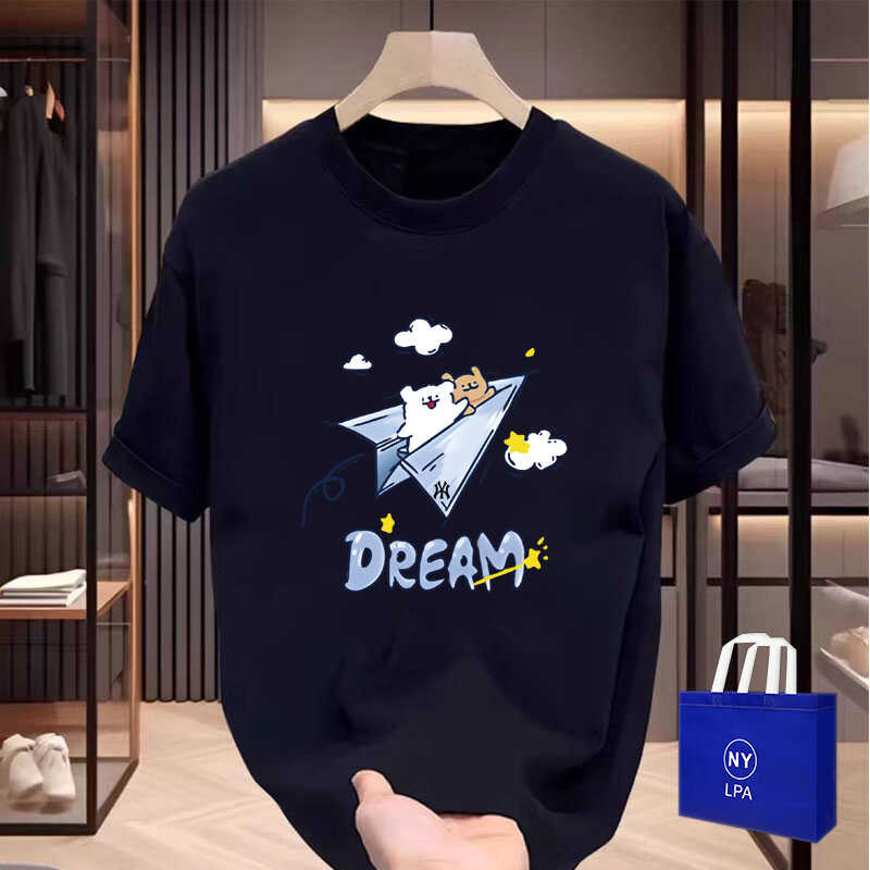 Kaos MLB T-shirt co-branded kartun musim panas anak laki-laki lengan pendek 2024 pesawat kertas anak