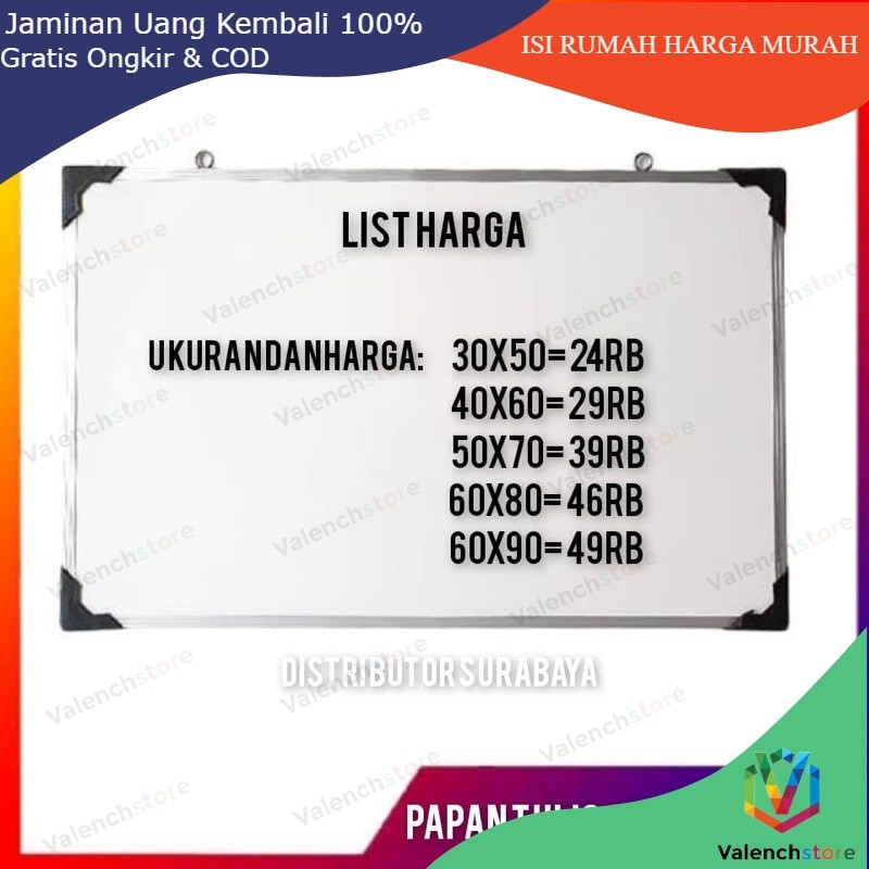 

Papan Tulis 30X50cm 2in1 (bisa di pakai) Spidol dan Kapur Whiteboard / Blackboard Ukuran 30X50