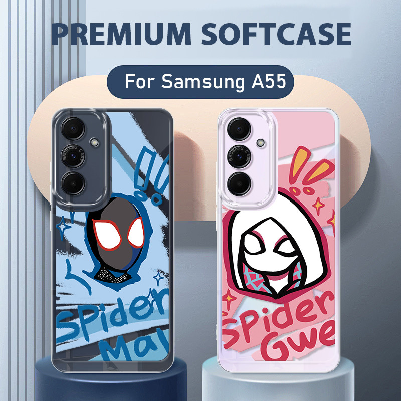 Spiderman Couple Soft Case Samsung A55 5G Lucu Terbaru Casing Galaxy A55 5G Case Hp Clear Samsung A1