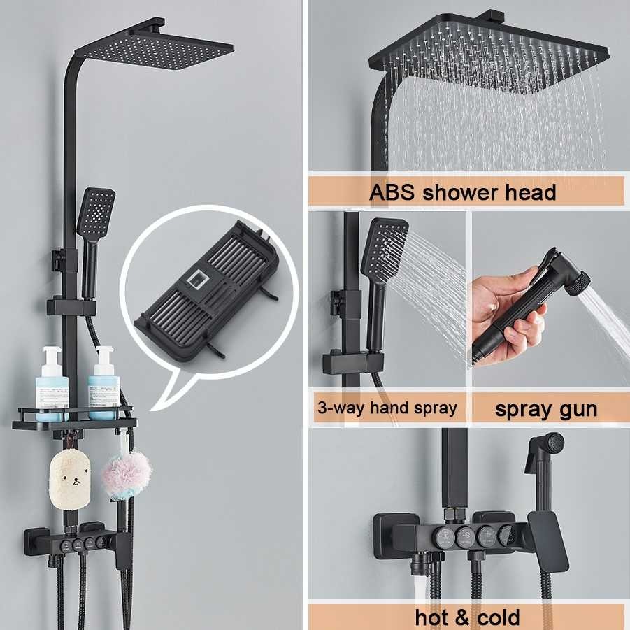SAFLIHCAR Set Shower Mandi 3 Way Hand Spray Gun Hot and Cold 4 Button - 4HC | Perlengkapan Kamar Man