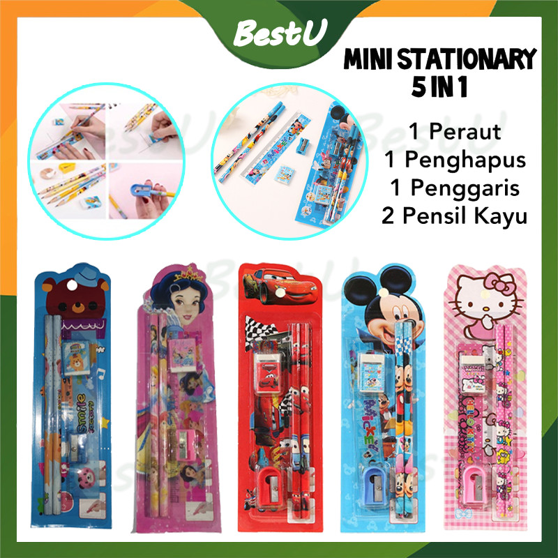 

Stationary Set 5 in 1 Karakter / Alat Tulis Sekolah / Paket Alat Tulis / Mini Stationary / Set Alat Tulis Pensil