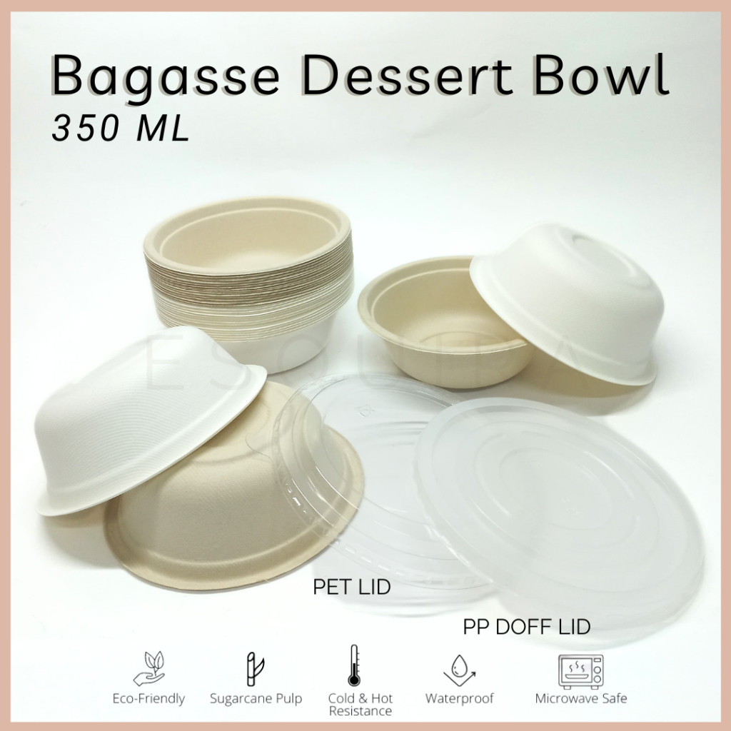 (ESQ) Bagasse Dessert Snack Bowl 350 ML BG350