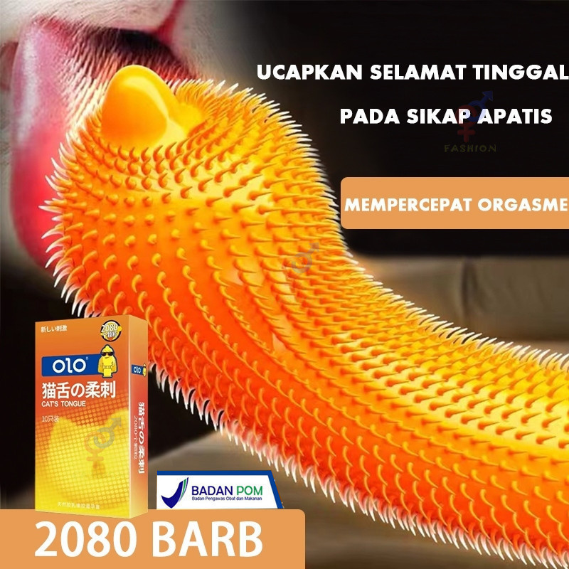 Latest Kondom tipis OLO unik lidah kucing terasa bergerigi/kondom bergerigi besar 10 buah kondom ber