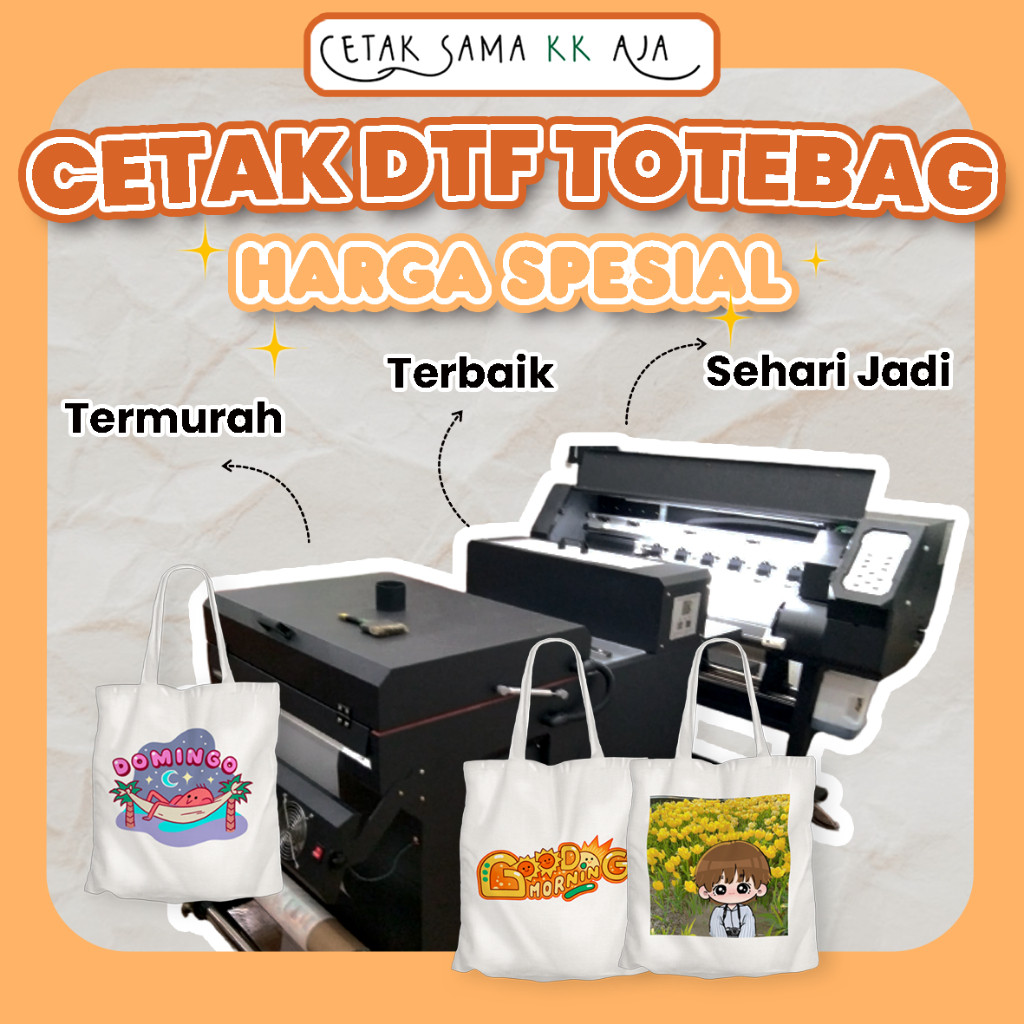 

[HARGA SPESIAL] CETAK DTF UNTUK TOTEBAG SATUAN METERAN PRINT DIGITAL TRANSFER FILM SABLON DIGITAL MURAH