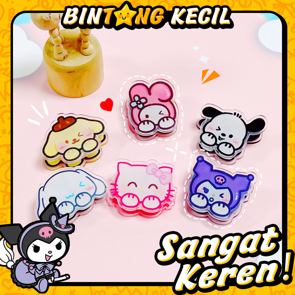 

Klip Penjepit Kertas Sanrio Pemegang catatan lucu gaya ins Klip dua sisi akrilik Klip Ekor Panjang Multifungsi Siswa