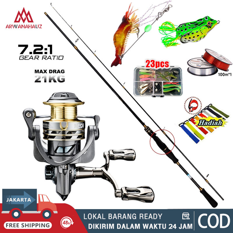 DAIWA Pancing Set 21 Kg/ Set Pancing 1.8m/2.1m Joran Pancing 1000-4000 Reel Pancing 150M Senar Panci
