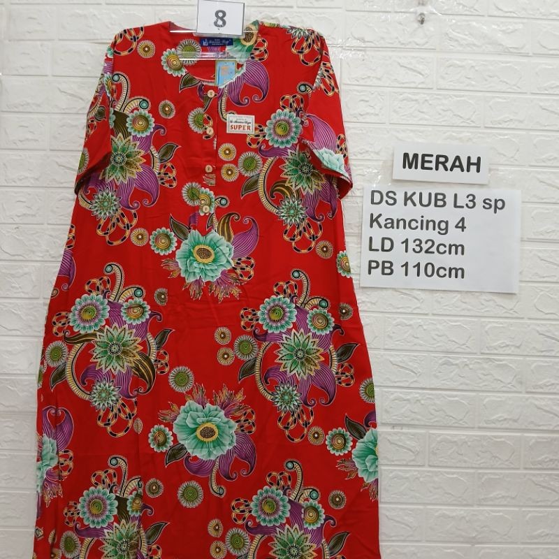 DASTER JUMBO L3 SUPER LENGAN PENDEK BATIK KENCANA UNGU ORI LD 140 CM / PAKAIAN BAJU SANTAI PIYAMA TI