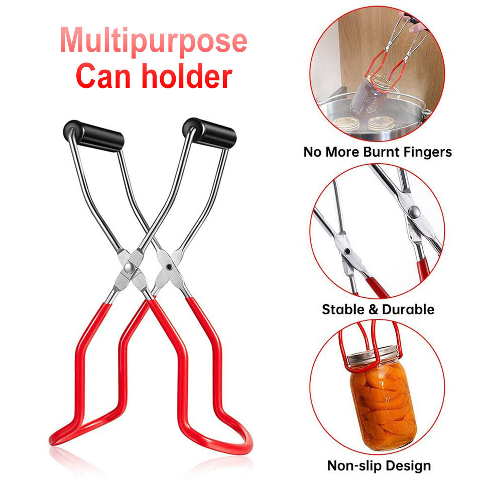 Stainless Steel Canning Jar Lifter with Grip Handle Can Lifter Tongs Jar Clip Heat Resistance Anti-c