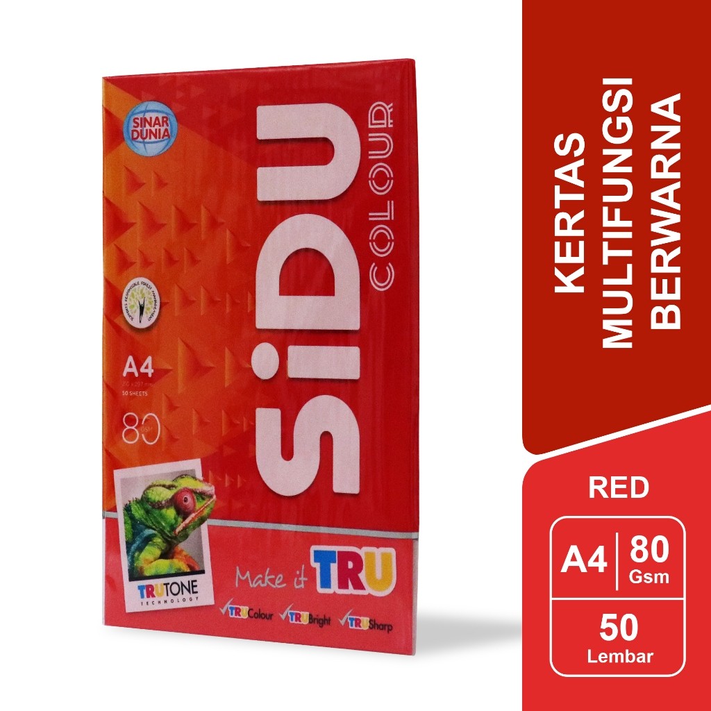 

[BMS Tangerang] SiDU Kertas Fotocopy Warna Merah/Red 80 GSM A4 isi 50 Lembar - SDU CLR 80 A4 250 50