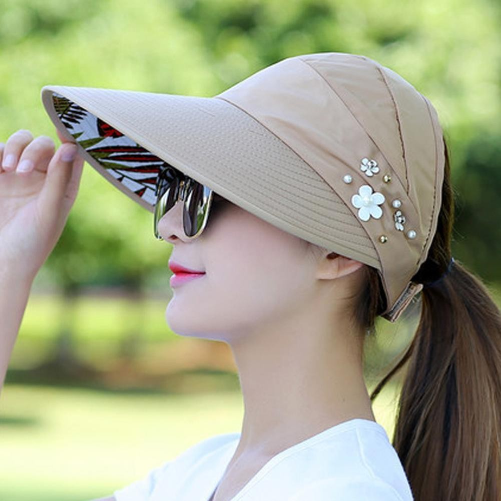 

Summer Hats for Women Outdoor UV Anti Neck Protection Sun Visors for Lady Fishing Hiking Wide Brim Shawl Sunscreen Ponytail Cap