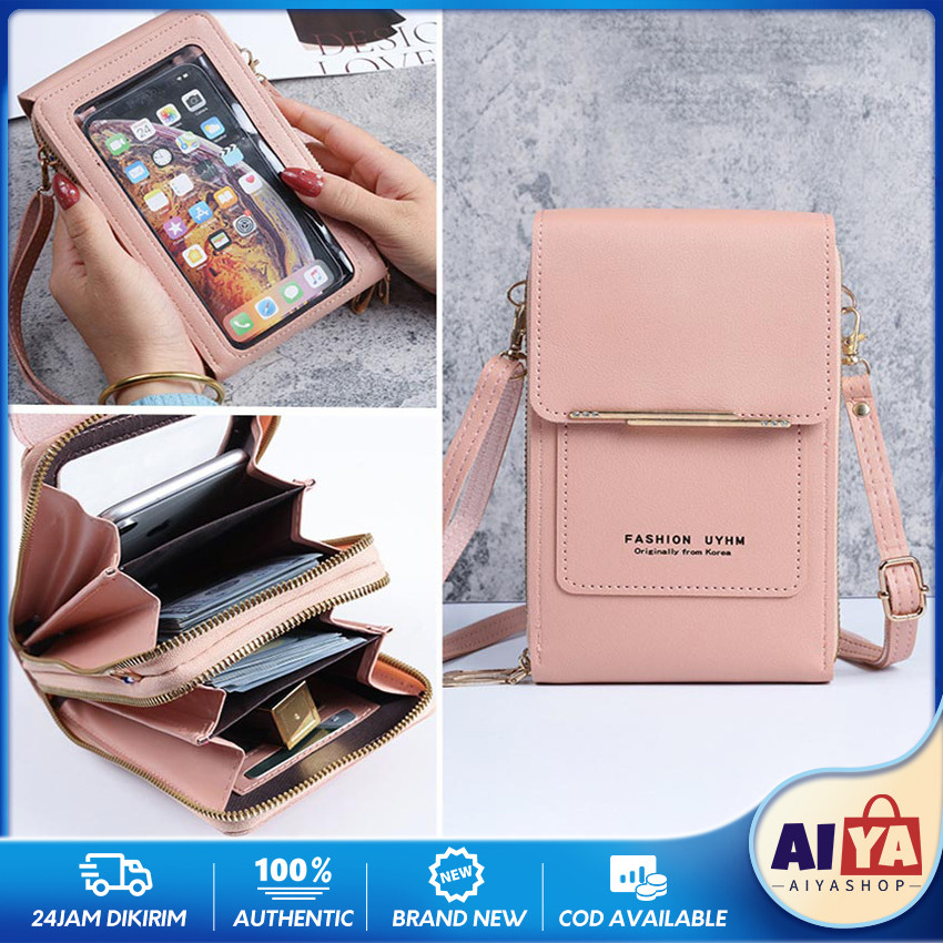 Tas Hp Dan Uang Dompet Gantung Leher Bahan Kulit Pu Leather | Tas Selempang Hp Dan Uang Pria Wanita 