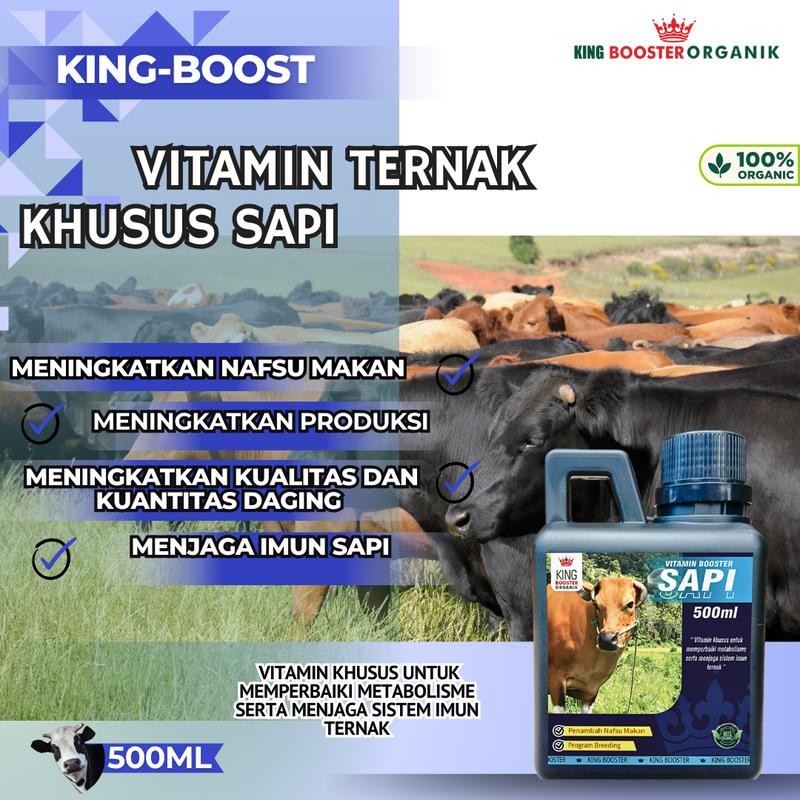 Vitamin  Sapi, Vitamin Ternak Organik Penggemuk Sapi Meningkatkan Nafsu Makan Imun Ternak Sapi 500ml