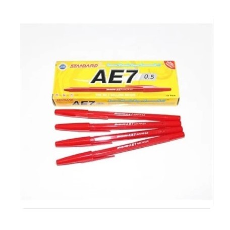 Pulpen Standard AE-7 0.5 isi 12 Pcs - Merah, Pack