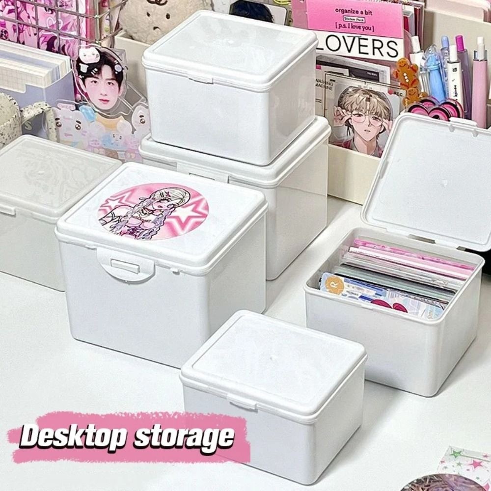 

Korean Plastic White Storage Box Blind box Card Kpop Photocard Storage Box Photo Card Organizer