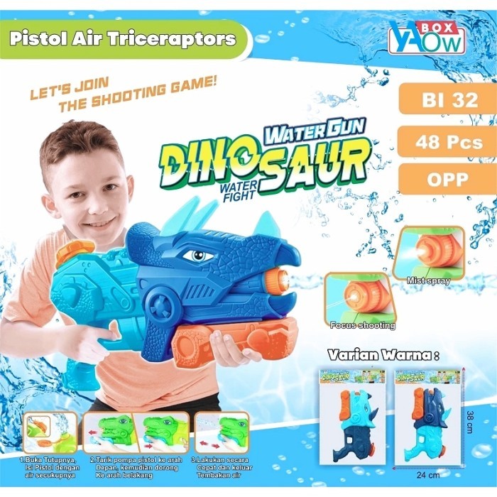 mainan tembakan air jumbo Water Gun jumbo mainan tembakan air besar - biru dino