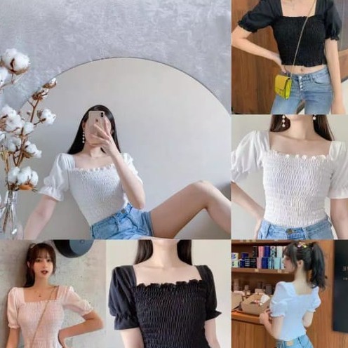 Blouse Giania Sabrina Top / Blouse Croptop Wanita / Baju Sabrina Wanita / Baju Crop Top Sabrina / Ba