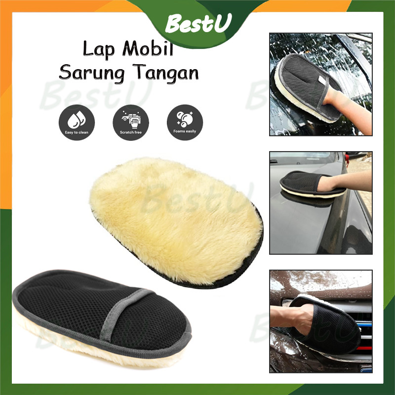 Lap mikrofiber/Kain Lap Mobil Wool Model Sarung Tangan/Sarung Tangan Pencuci Motor Mobil