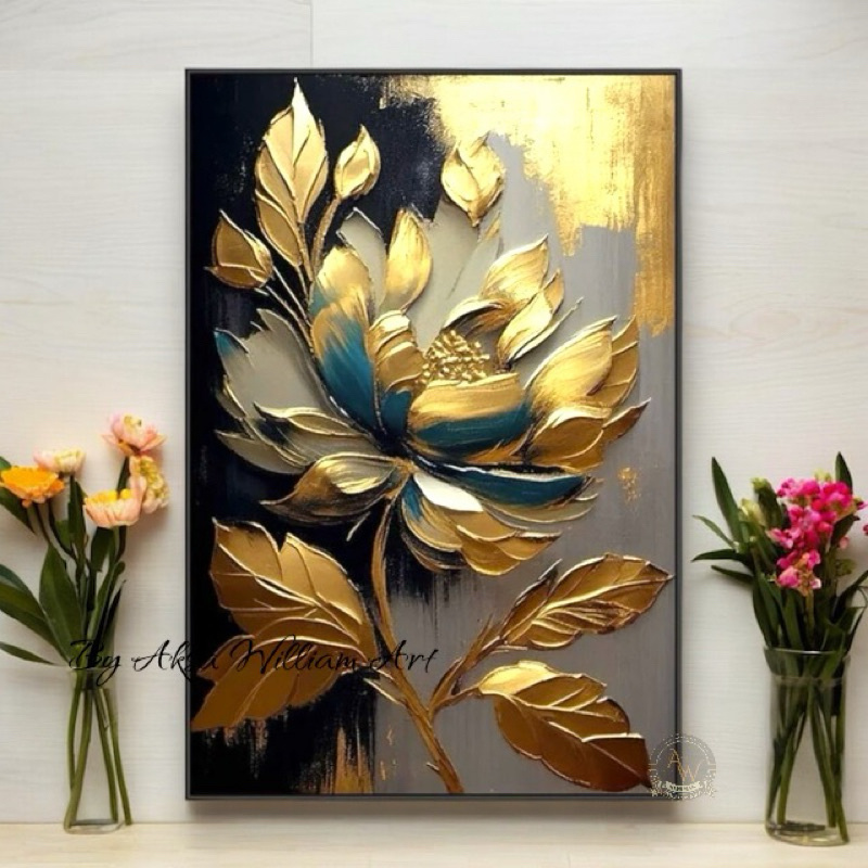 

lukisan bunga modern art painting timbul