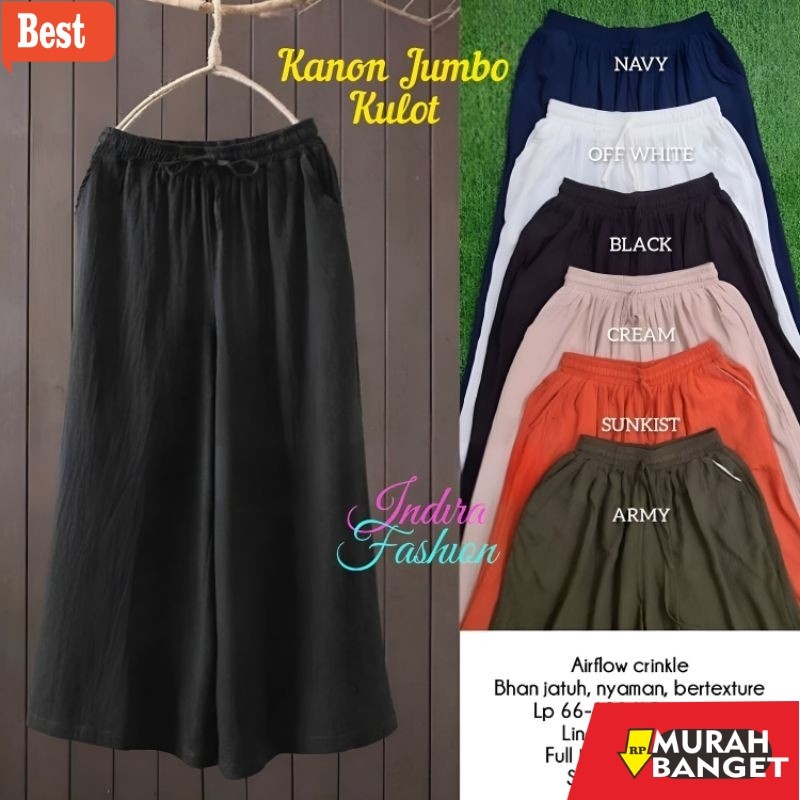 celana kulot wanita terbaru Kanon Jumbo Kulot Rayon Crinkle Premium