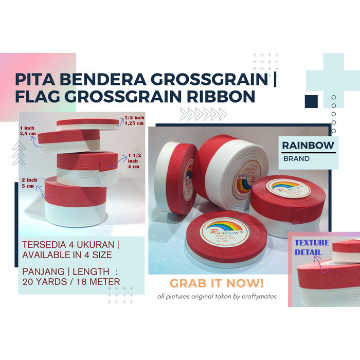 

Pita Grossgrain Merah Putih Bendera by Rainbow