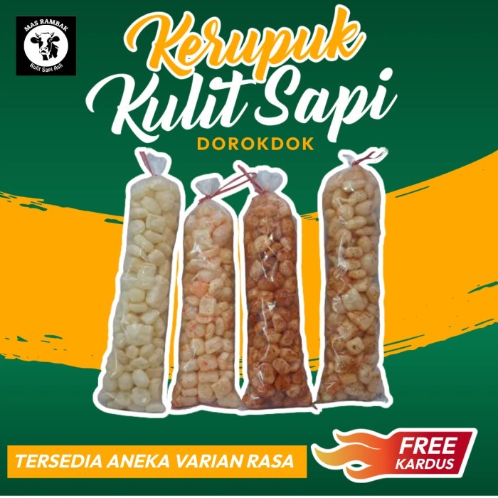 

SNACK LEZAT Kerupuk Kulit Sapi Original 1 bal Dorokdok Rambak Kulit Sapi Aneka Rasa SNACK VIRAL BEST SELLER RECOMMENDED