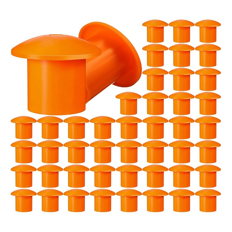 100 Pcs Mushroom Rebar Cap Rebar Caps For Rebar 3 To 7, Orange Color, 2.36 X 2.17 X 1.5 Inches