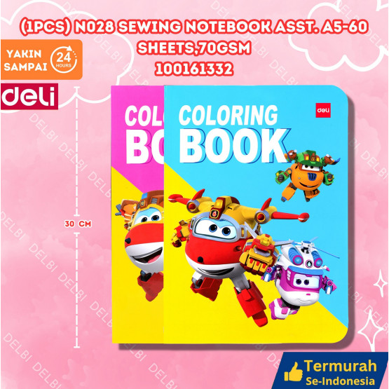

Buku Mewarnai Deli Super Wings Coloring Book A4 (1PCS) N028 Sewing Notebook Asst. A5-60 sheets,70gsm