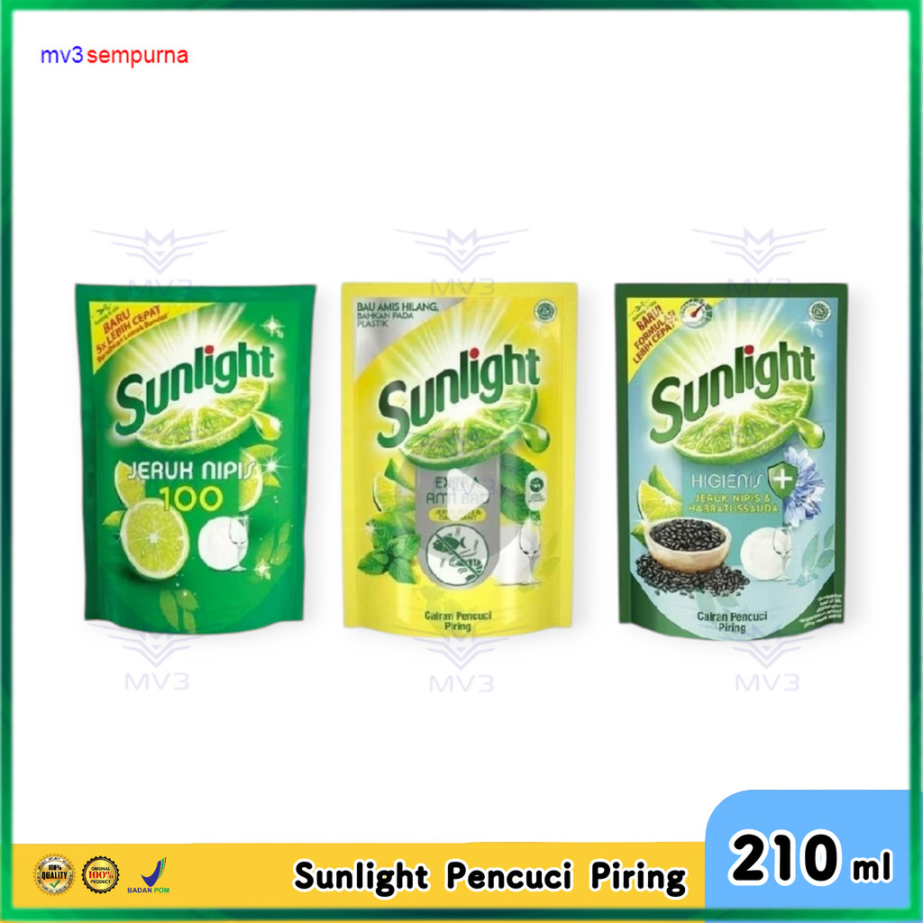 SUNLIGHT Jeruk Nipis 210 mL | Sabun Cuci Piring Refil | Sunlight 5000