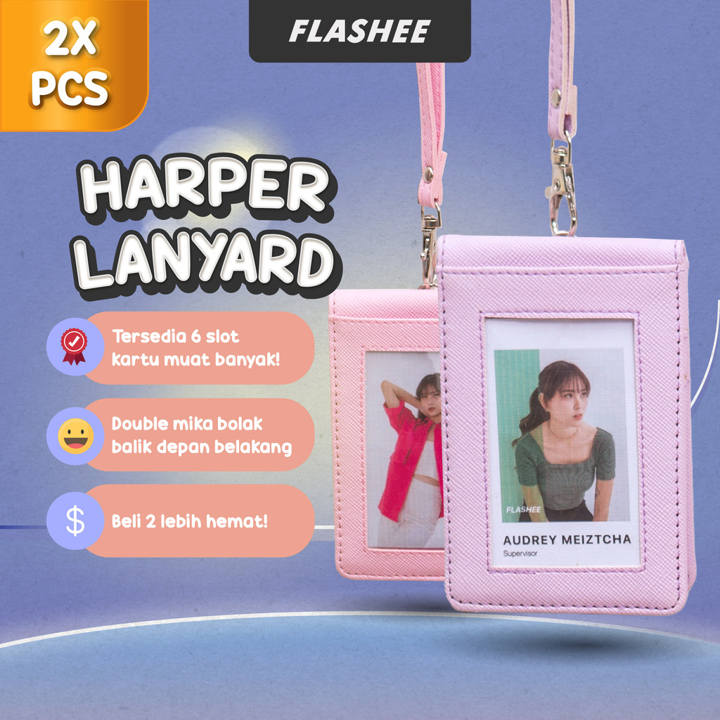 

Flashee Paket Bundle Lanyard Harper 2 Pcs Nametag Bolak Balik Mika Kancing Paket Hemat