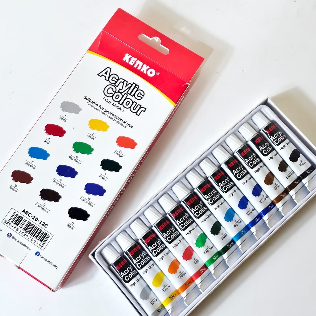 

MJ Cat Lukis Acrylic KENKO 12W/Cat Akrilik/Cat Kanvas/Painting Set/Paint